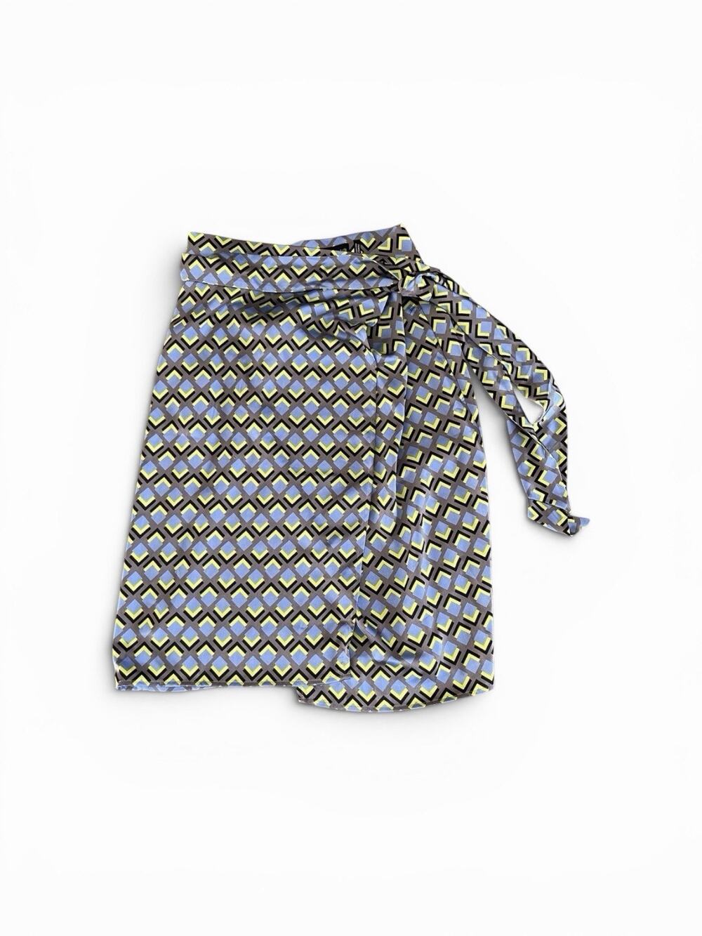 Wildfang The Empower Satin Wrap Skirt Midi Size Large NWT Geometric